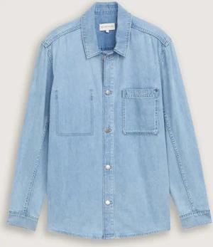 TOM TAILOR Herren Comfort Fit Jeanshemd mit Brusttasche, blau, Uni, Gr. XS