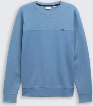 TOM TAILOR Herren Crewneck Sweatshirt mit Struktur-Mix, blau, Meliert, Gr. XXXL