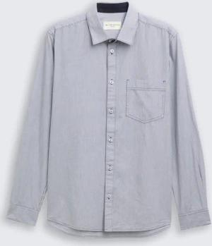 TOM TAILOR Herren Fitted Hemd aus Baumwolle, blau, Gestreift, Gr. L