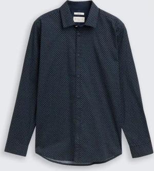 TOM TAILOR Herren Fitted Hemd mit Muster, blau, Gemustert, Gr. XXL