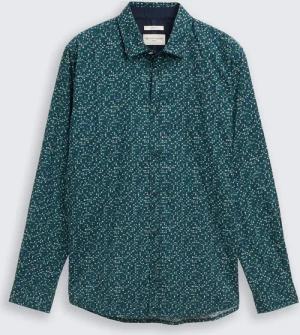 TOM TAILOR Herren Fitted Hemd mit Muster, grün, Gemustert, Gr. XXXL