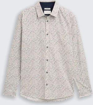 TOM TAILOR Herren Fitted Hemd mit Muster, weiß, Gemustert, Gr. M
