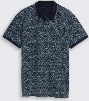 TOM TAILOR Herren Fitted Poloshirt mit Allover-Print, blau, Gemustert, Gr. L