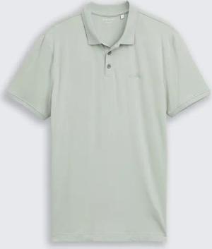 TOM TAILOR Herren Fitted Poloshirt mit Logo-Print, grün, Uni, Gr. L