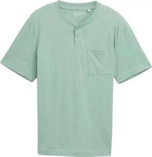TOM TAILOR Herren Henley T-Shirt mit Brusttasche, grün, Meliert, Gr. L