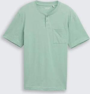 TOM TAILOR Herren Henley T-Shirt mit Brusttasche, grün, Meliert, Gr. XL