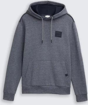 TOM TAILOR Herren Hoodie Sweatshirt mit Logo-Badge, blau, Meliert, Gr. XXXL