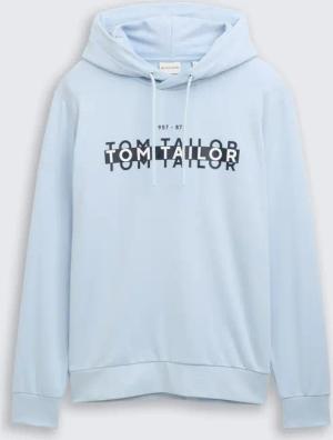 TOM TAILOR Herren Hoodie Sweatshirt mit Logo-Print, blau, Logo Print, Gr. S