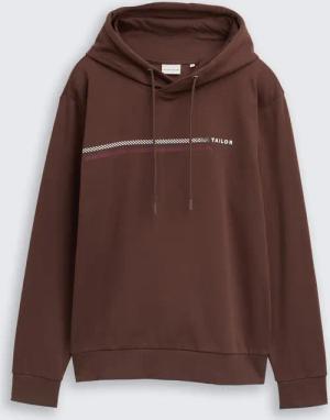 TOM TAILOR Herren Hoodie Sweatshirt mit Logo-Print, braun, Uni, Gr. XXL