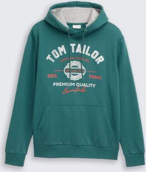 TOM TAILOR Herren Hoodie Sweatshirt mit Logo-Print, grün, Logo Print, Gr. S
