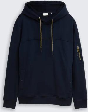 TOM TAILOR Herren Hoodie Sweatshirt mit Taschen, blau, Uni, Gr. M