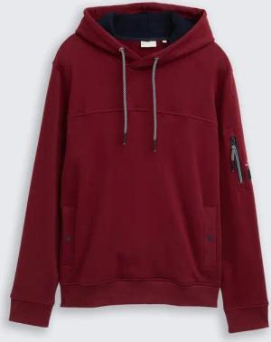 TOM TAILOR Herren Hoodie Sweatshirt mit Taschen, rot, Uni, Gr. XL