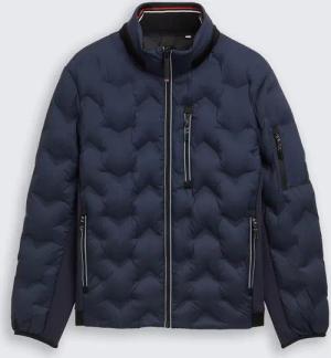 TOM TAILOR Herren Hybrid Steppjacke mit verstaubarer Kapuze, blau, Uni, Gr. M