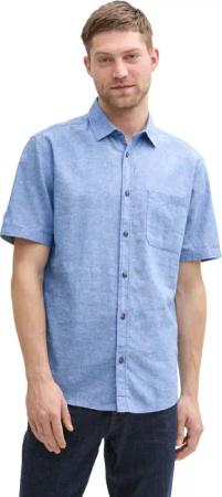 Tom Tailor Herren Kurzarm Hemd COTTON LINEN SHIRT - Regular Fit