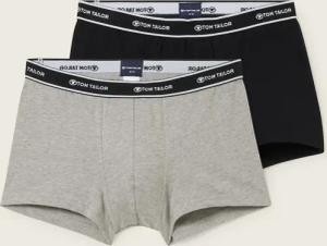 TOM TAILOR Herren Kurze Boxershorts im 2er-Pack, grau, Uni, Gr. S/4