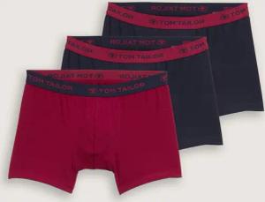 TOM TAILOR Herren Kurze Boxershorts im 3er-Pack, rot, Uni, Gr. S/4