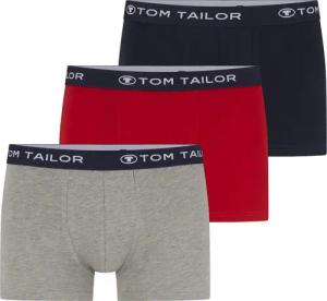 TOM TAILOR Herren Kurze Boxershorts im 3er-Pack, rot, Uni, Gr. XL/7