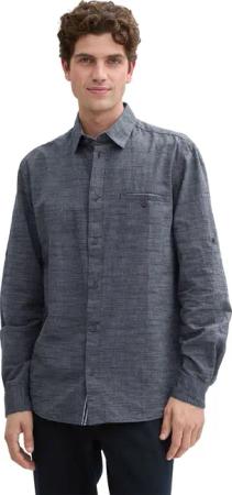Tom Tailor Herren Langarm Hemd STRUCTURED SLUBYARN - Regular Fit