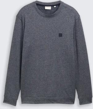 TOM TAILOR Herren Langarmshirt mit Logo-Badge, blau, Meliert, Gr. XXXL