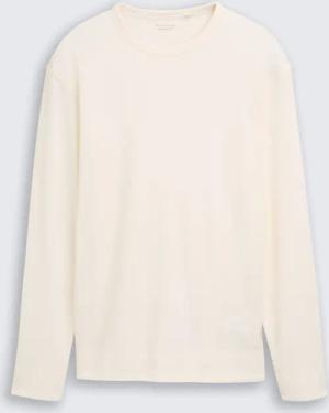 TOM TAILOR Herren Langarmshirt mit Waffelstruktur, braun, Uni, Gr. XL