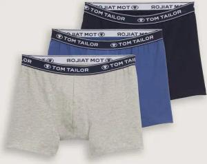 TOM TAILOR Herren Mittellange Boxershorts im 3er-Pack, blau, Uni, Gr. S