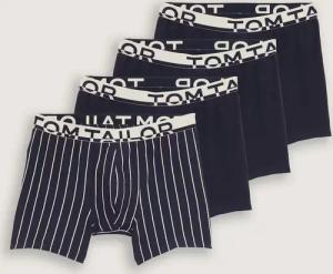TOM TAILOR Herren Mittellange Boxershorts im 4er-Pack, blau, Gestreift, Gr. S/4