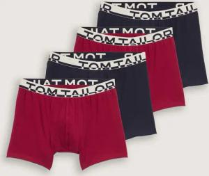 TOM TAILOR Herren Mittellange Boxershorts im 4er-Pack, rot, Uni, Gr. M/5