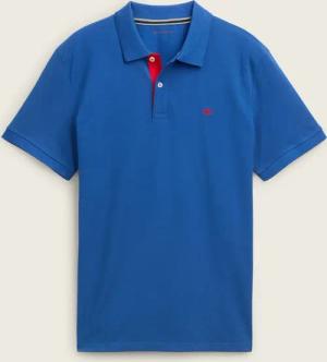 TOM TAILOR Herren Piqué Poloshirt aus Baumwolle, blau, Uni, Gr. M
