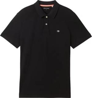 TOM TAILOR Herren Piqué Poloshirt aus Baumwolle, schwarz, Uni, Gr. S