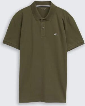 TOM TAILOR Herren Piqué Poloshirt mit Logo-Stickerei, grün, Uni, Gr. L