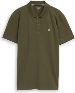 TOM TAILOR Herren Piqué Poloshirt mit Logo-Stickerei, grün, Uni, Gr. S