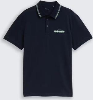 TOM TAILOR Herren Piqué Poloshirt mit print, blau, Uni, Gr. M