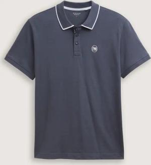TOM TAILOR Herren Piqué Poloshirt mit Print, grau, Uni, Gr. L