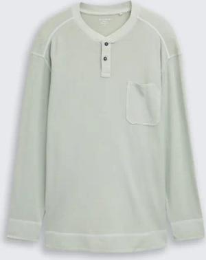 TOM TAILOR Herren Plus Size - Henley Langarmshirt mit Waffelstruktur, grün, Uni, Gr. 4XL