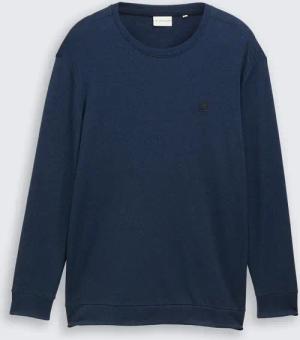 TOM TAILOR Herren Plus Size - Langarmshirt mit Logo-Badge, blau, Meliert, Gr. 2XL