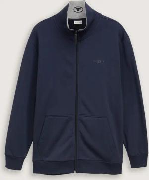 TOM TAILOR Herren Plus Size - Sweatjacke mit Stehkragen, blau, Uni, Gr. 2XL