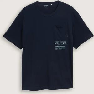 TOM TAILOR Herren Plus Size - T-Shirt mit Brusttasche, blau, Uni, Gr. 2XL