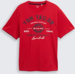 TOM TAILOR Herren Plus Size - T-Shirt mit Logo Print, rot, Logo Print, Gr. 4XL