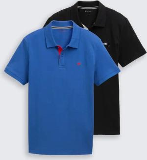 TOM TAILOR Herren Poloshirts im 2er-Pack, blau, Uni, Gr. M