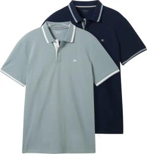 TOM TAILOR Herren Poloshirts im 2er-Pack, blau, Uni, Gr. M