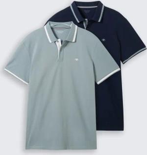 TOM TAILOR Herren Poloshirts im 2er-Pack, blau, Uni, Gr. XL