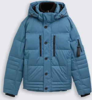 TOM TAILOR Herren Puffer-Jacke mit abnehmbarer Kapuze, blau, Uni, Gr. XXXL
