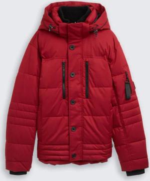 TOM TAILOR Herren Puffer-Jacke mit abnehmbarer Kapuze, rot, Uni, Gr. XXXL
