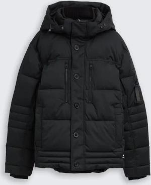 TOM TAILOR Herren Puffer-Jacke mit abnehmbarer Kapuze, schwarz, Uni, Gr. XXXL