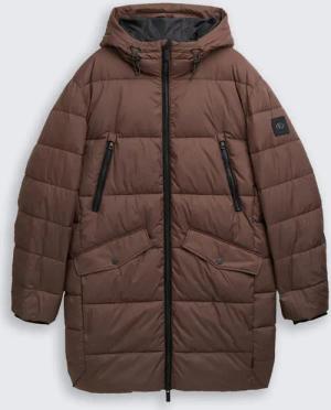 TOM TAILOR Herren Puffer Parka mit Kapuze, braun, Uni, Gr. XL