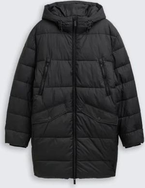 TOM TAILOR Herren Puffer Parka mit Kapuze, schwarz, Uni, Gr. M