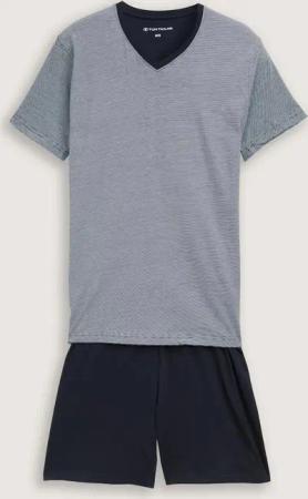 TOM TAILOR Herren Pyjama-Set aus Baumwolle, blau, Gestreift, Gr. 48/S