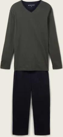TOM TAILOR Herren Pyjama-Set aus Baumwolle, grün, Uni, Gr. 56