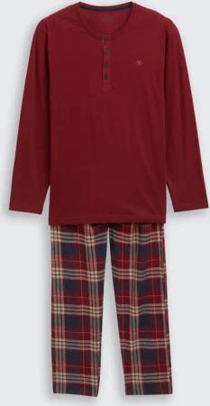TOM TAILOR Herren Pyjama-Set mit Karomuster, rot, Kariert, Gr. 48