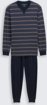 TOM TAILOR Herren Pyjama-Set mit Streifenmuster, blau, Gestreift, Gr. 52
